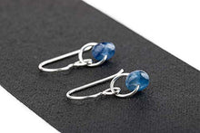 Load image into Gallery viewer, Small Blue Kyanite Gemstone Spinner Orbit Earrings in Sterling Silver
