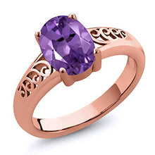 Load image into Gallery viewer, Gem Stone King 1.60 Ct Oval Purple Amethyst 18K Rose Gold Plated Silver Curl Into Me Ring (Size 5)
