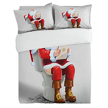 Load image into Gallery viewer, FarmBed 3-Piece Bedding Sets Funny Santa Claus Sitting on Toilet Luxury Soft Duvet Cover Twin, Microfiber Bet Comforter Protector with Pillow Shams for Women Men Teen Girl Boy Watercolor Red Clothe
