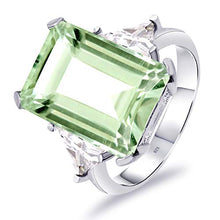 Load image into Gallery viewer, 9.15 Ctw Octagon Green Amethyst 925 Sterling Silver Halo Ring For Women By Orchid Jewelry
