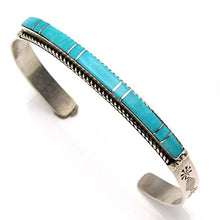 Load image into Gallery viewer, L7 Enterprises Turquoise &amp; Sterling Silver Bracelet Handcrafted by Livingston (Blue)

