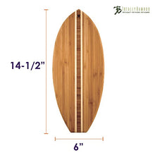 Load image into Gallery viewer, Totally Bamboo Lil' Surfer Surfboard Shaped Bamboo Serving and Cutting Board, 14-1/2" x 6", Brown
