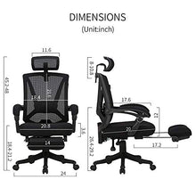 Load image into Gallery viewer, Hbada Reclining Office Desk Chair | Adjustable High Back Ergonomic Computer Mesh Recliner | Home Office Chairs with Footrest and Lumbar Support, Black
