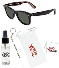 Load image into Gallery viewer, Ray-Ban RB2140 Original Wayfarer Sunglasses + Vision Group Accessories Bundle (Tortoise/Crystal Green (1075),50)
