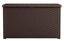 Load image into Gallery viewer, KETER Java XXL 230 Gallon Resin Rattan Look Large Outdoor Storage Deck Box for Patio Furniture Cushions, Pool Toys, and Garden Tools, Espresso Brown
