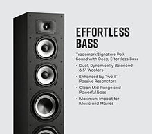 Load image into Gallery viewer, Polk Monitor XT70 Large Tower Speaker - Hi-Res Audio Certified, Dolby Atmos &amp; DTS:X Compatible, 1" Tweeter, (2) 6.5" Dynamically Balanced Woofers, (2) 8" Passive Radiators, (Single, Midnight Black)
