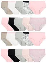Load image into Gallery viewer, Fruit of the Loom Girls' Tag Free Cotton Brief Underwear Multipacks, Brief-20 Pack-Black/Pink/Grey, 12
