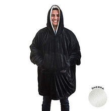 Load image into Gallery viewer, THE COMFY Original | Oversized Microfiber &amp; Sherpa Wearable Blanket, Seen On Shark Tank, One Size Fits All Black
