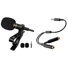 Load image into Gallery viewer, PoP voice Professional Lavalier Microphone with TRRS Y Splitter for iPhone Android PC YouTube Interview Video
