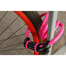 Load image into Gallery viewer, Bike Lock Bicycle Lock Chain ，5-Digit Combination Lock Core Steel Wire Bike Lock Security&amp;Portable Bicycle Locks,4 Feet x 1/2 inch (Pink)
