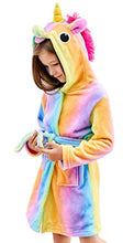 Load image into Gallery viewer, Doctor Unicorn Soft Unicorn Hooded Bathrobe Sleepwear - Unicorn Gifts for Girls (Rainbow, 6 Years)
