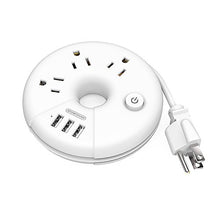 Load image into Gallery viewer, Travel Power Strip, NTONPOWER 3 Outlets 3 USB Portable Desktop Charging Station Short Extension Cord 15 inch for Office, Home, Hotels, Cruise Ship, Nightstand - White
