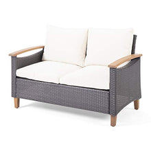 Load image into Gallery viewer, Christopher Knight Home 312610 Doggerville Outdoor 4 Seater Chat Set with Coffee Table, Multi-Brown, Beige, Teak Finish
