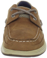 Load image into Gallery viewer, Sperry boys Lanyard boat shoes, Dark Tan/Navy, 6 Big Kid US
