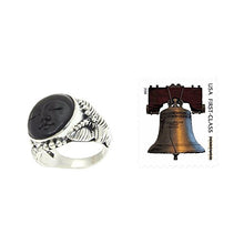 Load image into Gallery viewer, NOVICA .925 Sterling Silver Carved Ebony Wood Ring 'Amun Ra'
