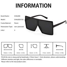Load image into Gallery viewer, CHAUOO Ultralight Square Oversized Sunglasses Classic Fashion Style 100% UV Protection for Women Men (Black)
