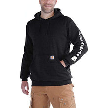 Load image into Gallery viewer, Carhartt Men's Midweight Sleeve Logo Hooded Sweatshirt (Regular and Big &amp; Tall Sizes), Black, Large
