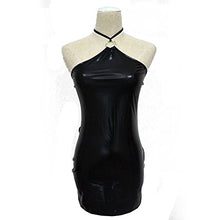 Load image into Gallery viewer, Women Shiny Leather Dress Sexy Sleeveless Lingerie Hollow Out Backless Mini Dress Bodycon Party Night Club Latex Dresses Black
