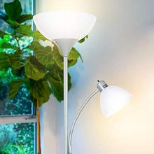 Load image into Gallery viewer, Brightech Sky Dome Plus - Super Bright LED Torchiere &amp; Reading Floor Lamp - Dimmable Modern Standing Pole Lamp for Office, Living Room – Tall Mother-Daughter Lights for Bedroom Night Lighting – Silver
