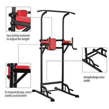 Load image into Gallery viewer, PUPZO Pull Up Bars Power Tower Workout Dip Stands Push-Up Station Strength Training Fitness Equipment for Home Gym (Red &amp; Black)
