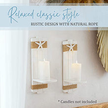 Load image into Gallery viewer, TideAndTales Beach Decor Starfish Wall Candle Sconces (Set of 2) Ocean Themed Wall-Mount Candleholders, Coastal Farmhouse Seashell Candle Holders, Nautical Style Beach Bathroom Decor
