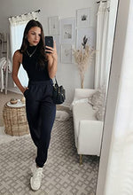 Load image into Gallery viewer, LouKeith Womens Sweatpants High Waist Joggers for Women Loose Comfy Drawstring Loung Pants Yoga Jogger Pants with Pockets Navy Darkgray S
