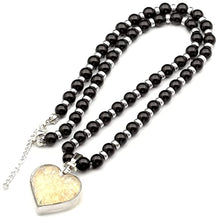 Load image into Gallery viewer, ElisaJewelryArt - Women's Natural Heart Citrine Pendant Necklace Black Onyx Beaded Necklace Genuine Gemstone Creativity Stone Clasp Closure Hematite Necklace Unisex Necklace (22, Citrine)

