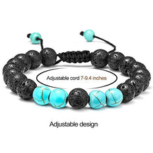 Load image into Gallery viewer, M MOOHAM Lava Rock Bracelet - 8mm Lava Rock Bead Blue Turquoise Anxiety Bracelet, Men Women Stress Relief Yoga Beads Aromatherapy Essential Oil Diffuser Healing Bracelets
