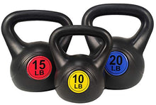Load image into Gallery viewer, BalanceFrom Wide Grip 3-Piece Kettlebell Exercise Fitness Weight Set, Include 5 lbs, 10 lbs, 15 lbs or 10 lbs, 15 lbs, 20 lbs, Multiple
