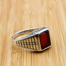 Load image into Gallery viewer, Red Agate Ring Men, 925 Silver Mens Ring, Agate Ring Men, Silver Ottoman Ring, Mens Ring, Signet Silver Ring, Unique Ring Men, Turkish Handmade Silver Ring, Gift For Him, Mens Accessories Jewelry
