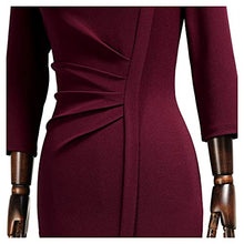 Load image into Gallery viewer, AISIZE Women's Retro Classy V-Neck Stretch Business Wrap Bodycon Dress Small Burgundy
