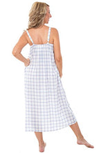 Load image into Gallery viewer, Alexander Del Rossa Womens 100% Cotton Lawn Nightgown, Long Tank Top Chemise, Medium Purple and Green Plaid (A0582L26MD)

