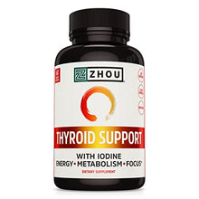 Load image into Gallery viewer, Zhou Thyroid Support Complex with Iodine | Energy, Metabolism &amp; Focus Formula | Vegetarian, No Soy or Gluten | 30 Servings, 60 Caps
