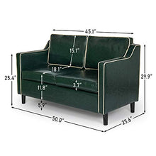 Load image into Gallery viewer, AILEEKISS Mid Century Armrest Sectional Sofa Set Upholstered Faux Leather Modern 3 Pcs Couches Set Loveseat for Living Room Office (Green, 3 Piece Set)
