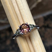 Load image into Gallery viewer, Natural Pink Tourmaline, Green Tourmaline 925 Solid Sterling Silver Engagement Ring Size 6, 7, 8, 9
