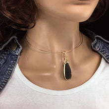 Load image into Gallery viewer, Rocks2Rings Genuine Moldavite Pendant Necklace - 14K Gold Filled Czech Republic Tektite Healing Stones Jewelry with Black Leather Necklace 21G ZP
