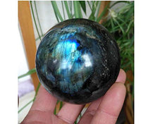 Load image into Gallery viewer, StoneStory Natural Labradorite Healing Crystal Natural Rock Crystal Quartz Gemstone Sphere Ball 80mm (Labradorite Moonstone, 3.14")
