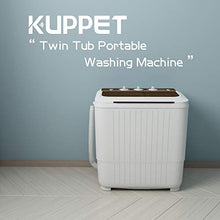 Load image into Gallery viewer, 2020 latest Portable Washing Machine, KUPPET 16.5lbs Compact Twin Tub Wash&amp;Spin Combo for Apartment, Dorms, RVs, Camping and More, White&amp;Brown

