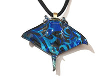 Load image into Gallery viewer, Handmade Manta Ray Stingray Art Glass Blown Sea Animal Figurine Pendant Necklace Jewelry - Blue
