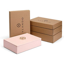 Load image into Gallery viewer, Vlando Stackable Jewelry Tray - Faux Leather Multi-Purpose Jewelry Accessories Display Storage and Earring Necklace Bracelet Rings Organizer (4-Layer w/Lid, Pink)
