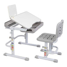 Load image into Gallery viewer, No/Brand Children's Desk and Chair Set, Height-Adjustable Children's Study Drawing Table Set, Home School Anti-Reflective Children's Study Table, with Reading Rack (Color : Gray)
