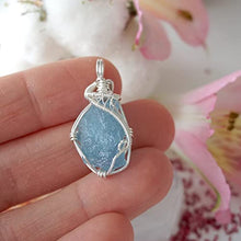 Load image into Gallery viewer, Raw Aquamarine Necklace - Blue Aquamarine Crystal Pendant - Sterling Silver - March Birthstone - Gift for Her with Gift Box - Aquamarine Stone
