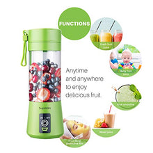 Load image into Gallery viewer, Supkitdin Portable Blender, Personal Mixer Fruit Rechargeable with USB, Mini Blender for Smoothie, Fruit Juice, Milk Shakes, 380ml, Six 3D Blades for Great Mixing (Green)
