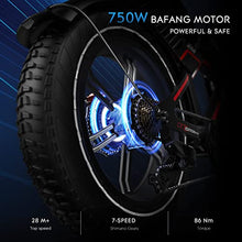 Load image into Gallery viewer, ZM Electric Bike with 750W Motor,20" x 4" Fat Tires Electric Bicycle for Adults with 48V 33.5Ah/20Ah Removable Battery 28 MPH 7 Speed System, Dual Suspension, Dual Hydraulic Brakes
