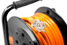 Load image into Gallery viewer, WEN PC5043R 50 ft. 14-Gauge Heavy-Duty SJTW Outdoor 14/3 Extension Cord Reel with NEMA 5-15R Light-Up Power Outlet,Black
