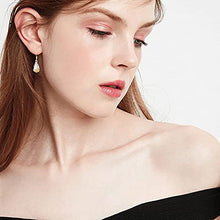 Load image into Gallery viewer, The 14k Gold Plated Gem romantic flower petals hollow water drop simple temperament Earrings with S925 Silver Needle for Women Girl Gifts Valentines/Birthday/ Anniversary / Mother’s Day
