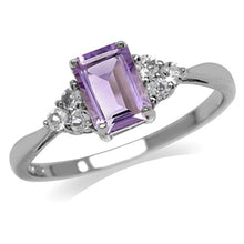 Load image into Gallery viewer, Silvershake 1.02ct. Natural Amethyst and White Cubic Zirconia 925 Sterling Silver Engagement Ring Size 6
