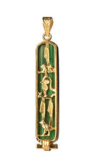 Load image into Gallery viewer, Handmade I LOVE YOU Cartouche Pendant - 18K Gold with Malachite Gemstone Back - Made in Egypt by DEI
