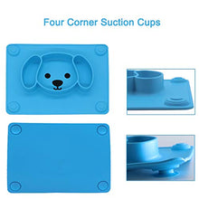 Load image into Gallery viewer, LongDear Baby Silicone Suction Placemat + Plates - Food Feeding Divided Mat for Kids and Toddlers Fits Most Highchair Trays - Easily Wipe Clean - Dishwasher and Microwave Safe (Blue &amp; Green)
