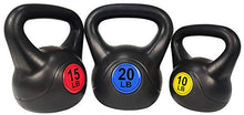 Load image into Gallery viewer, BalanceFrom Wide Grip 3-Piece Kettlebell Exercise Fitness Weight Set, Include 5 lbs, 10 lbs, 15 lbs or 10 lbs, 15 lbs, 20 lbs, Multiple
